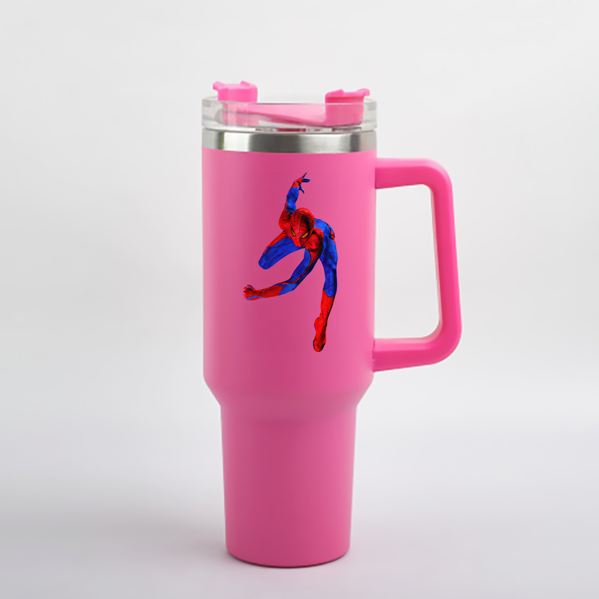 （画像用） Spider Man スパイダーマン 1200mL車用タンブラー - クリスタルステッカー（プラスチックストロー付き）
